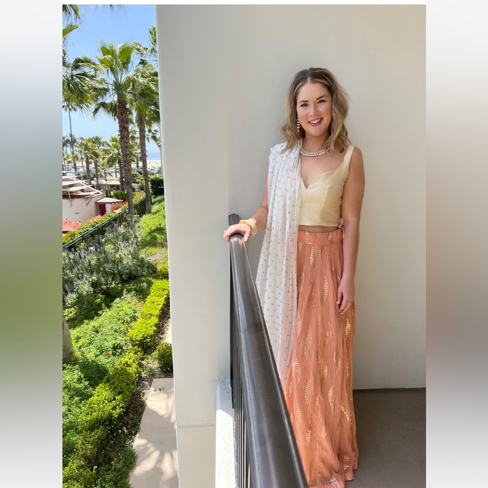 Peach and Yellow Two-Piece Lehenga